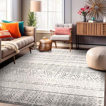 World Rug Gallery Geometric Boho Area Rug 9' x12' Gray MON843GRAY9X12